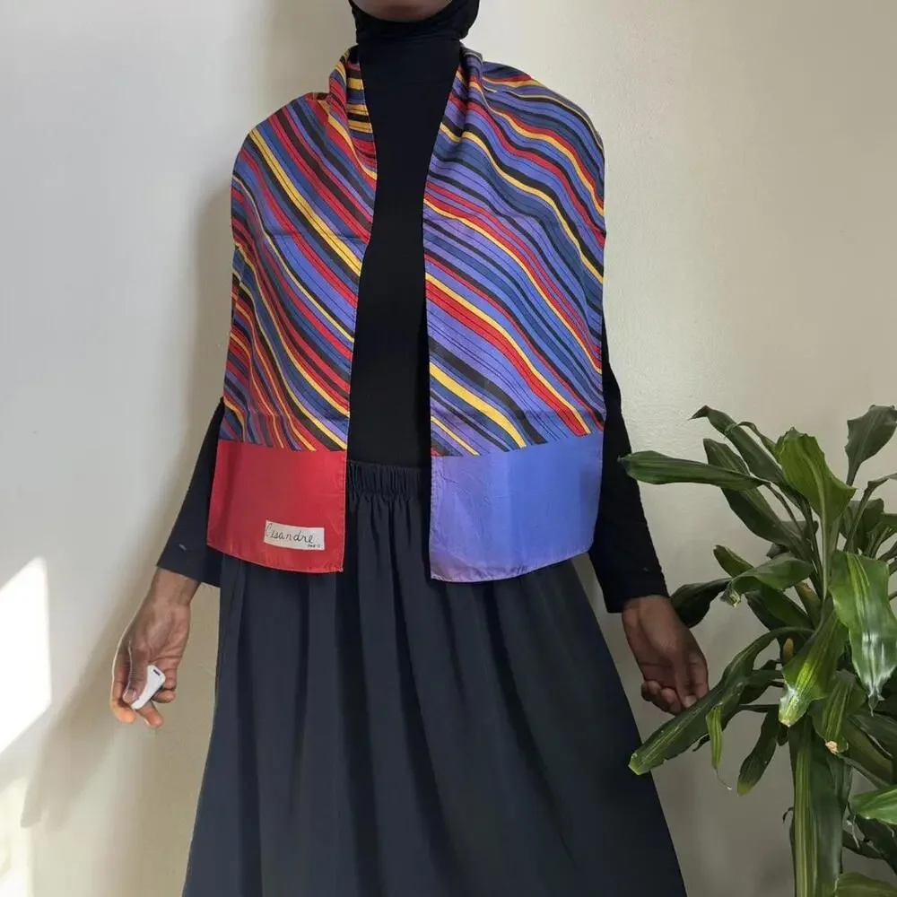 Vintage 80s Cesandre Paris Scarf‎ - Bold Abstract Geometric Stripes